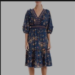 Max studio woven 34 sleeve tiered bubble crepe